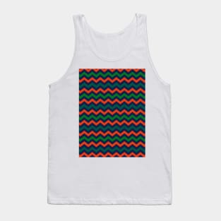 Orange Navy Blue and Green Chevron Zigzag Pattern Tank Top